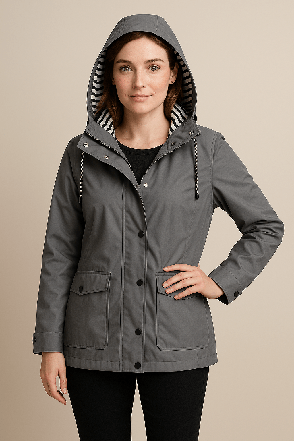 Notoria | Kaia – Women’s Mid-Length Water-Resistant Raincoat – Adjustable Hood