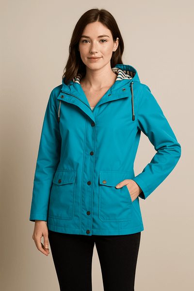Notoria | Kaia – Women’s Mid-Length Water-Resistant Raincoat – Adjustable Hood