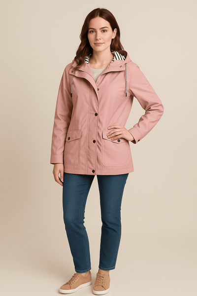 Notoria | Kaia – Women’s Mid-Length Water-Resistant Raincoat – Adjustable Hood