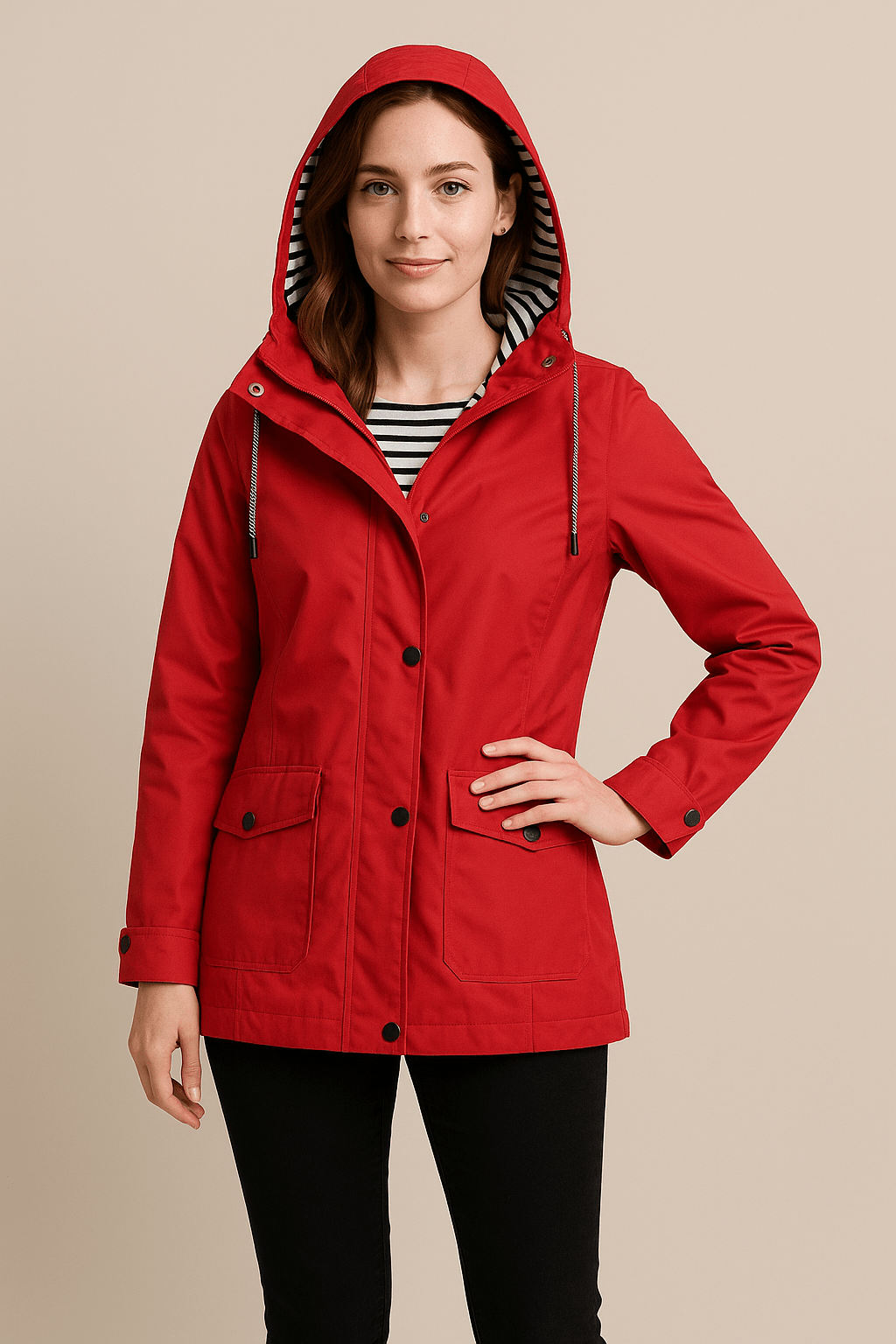 Notoria | Kaia – Women’s Mid-Length Water-Resistant Raincoat – Adjustable Hood