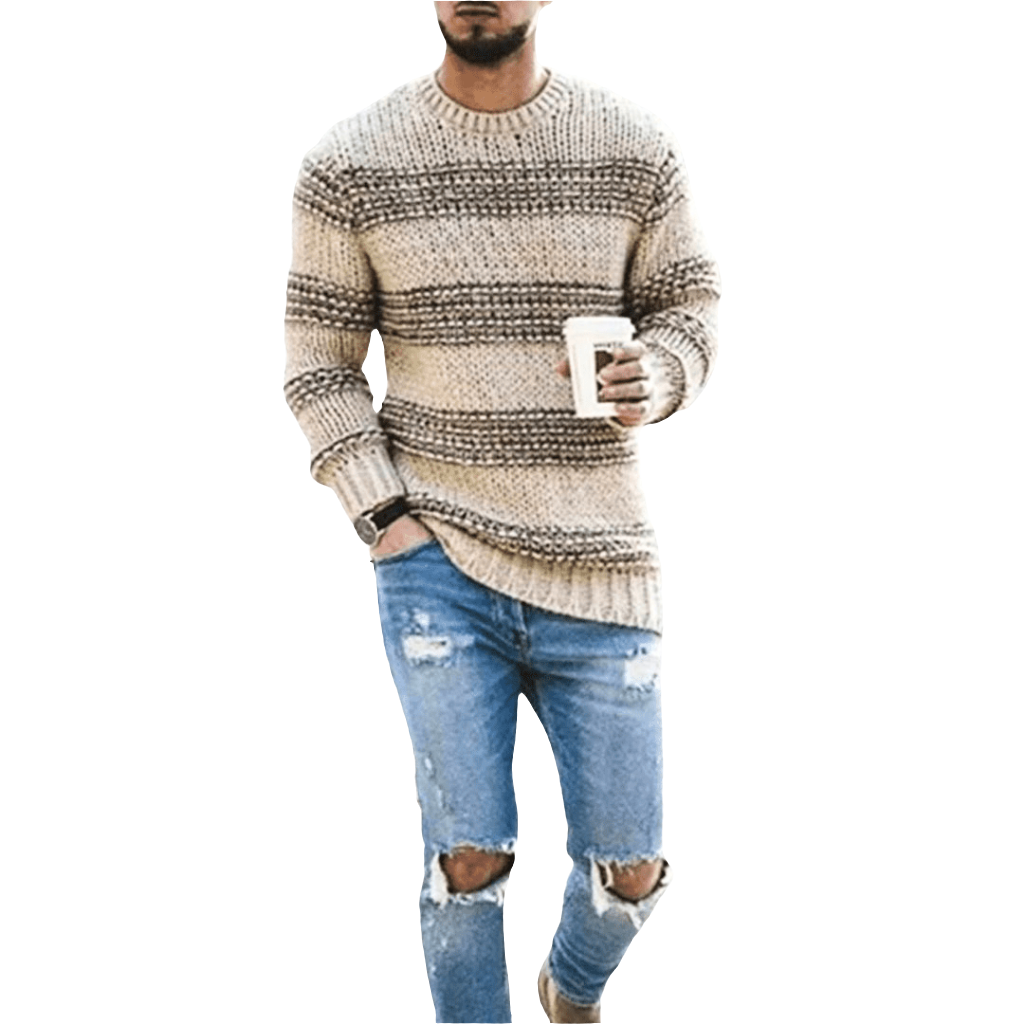 Men’s Sweater | Chunky Knit Striped Sweater for Autumn
