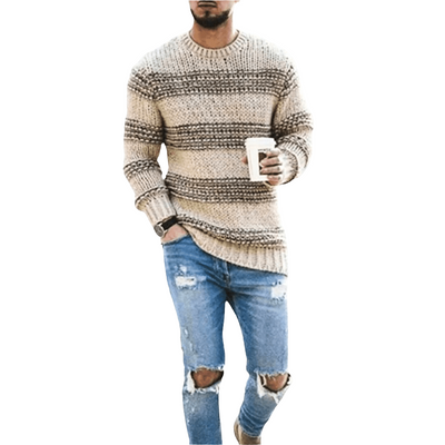 Men’s Sweater | Chunky Knit Striped Sweater for Autumn
