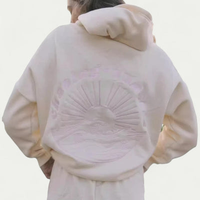 Oversized Cotton Blend Hoodie with Embroidered Back Design