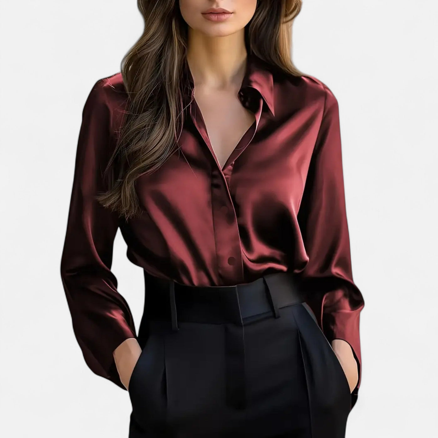 Women’s Satin Blouse – Long Sleeve Elegance
