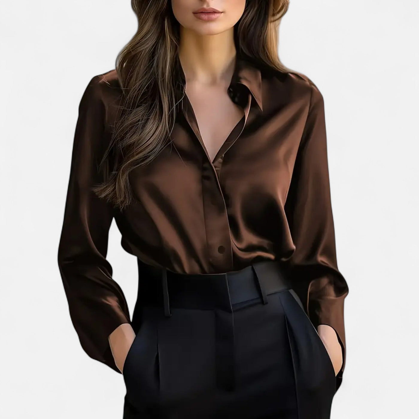 Women’s Satin Blouse – Long Sleeve Elegance