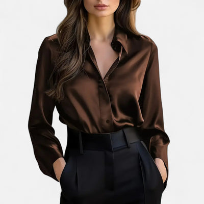 Women’s Satin Blouse – Long Sleeve Elegance