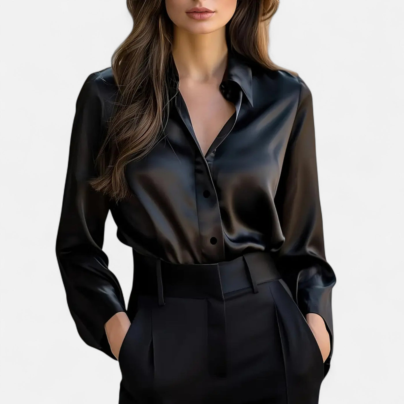 Women’s Satin Blouse – Long Sleeve Elegance