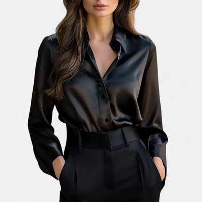 Women’s Satin Blouse – Long Sleeve Elegance