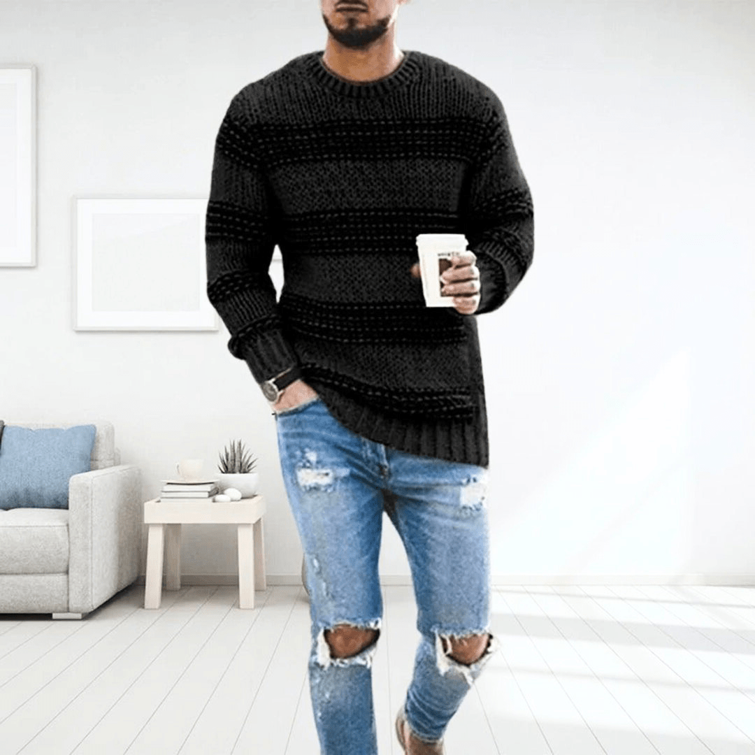 Men’s Sweater | Chunky Knit Striped Sweater for Autumn