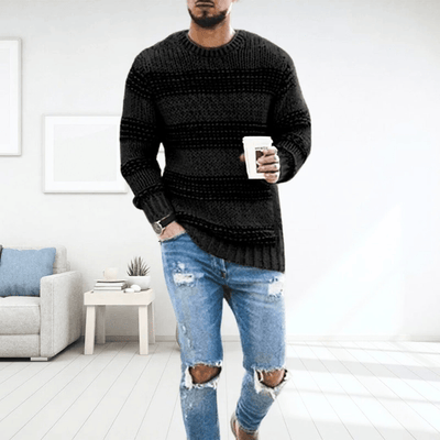 Men’s Sweater | Chunky Knit Striped Sweater for Autumn