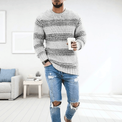 Men’s Sweater | Chunky Knit Striped Sweater for Autumn