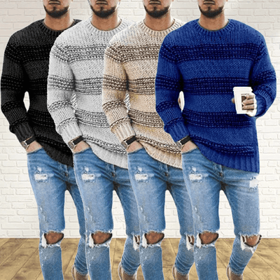 Men’s Sweater | Chunky Knit Striped Sweater for Autumn
