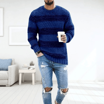 Men’s Sweater | Chunky Knit Striped Sweater for Autumn