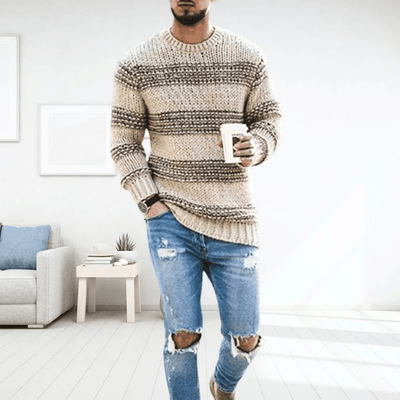 Men’s Sweater | Chunky Knit Striped Sweater for Autumn