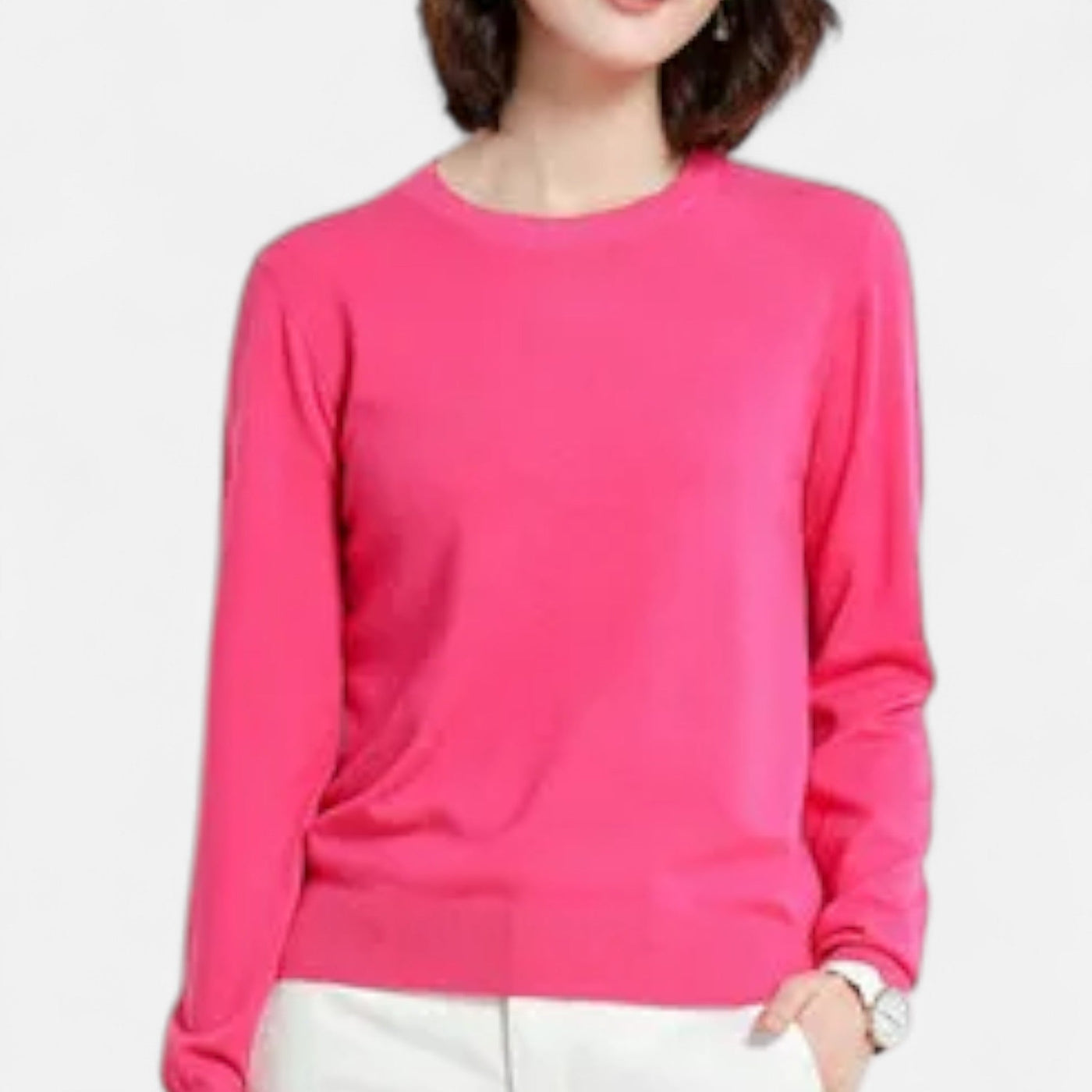 Women’s Merino Wool Sweater – Timeless O-Neck Elegance